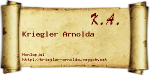 Kriegler Arnolda névjegykártya